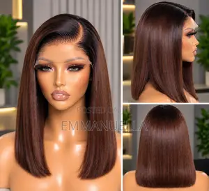 Luxury Reddish-Auburn Straight Human Hair Wig | Sleek Classy
