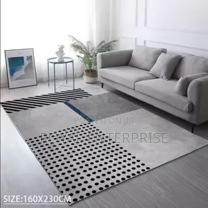 Light Grey Carpet Luxurious Geometric Stripe Living Room Mat