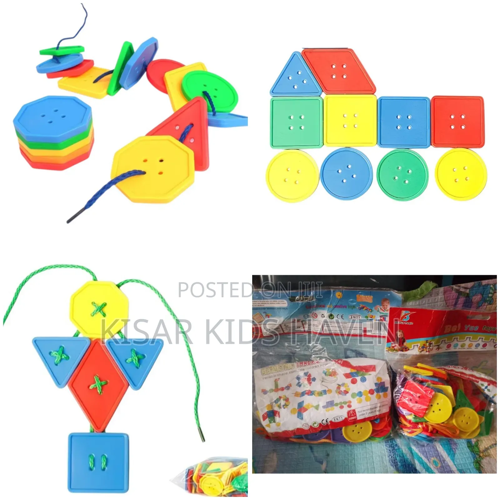 Educational Geometric Buttons Threading or Lacing for Kids 1 to 3yrs