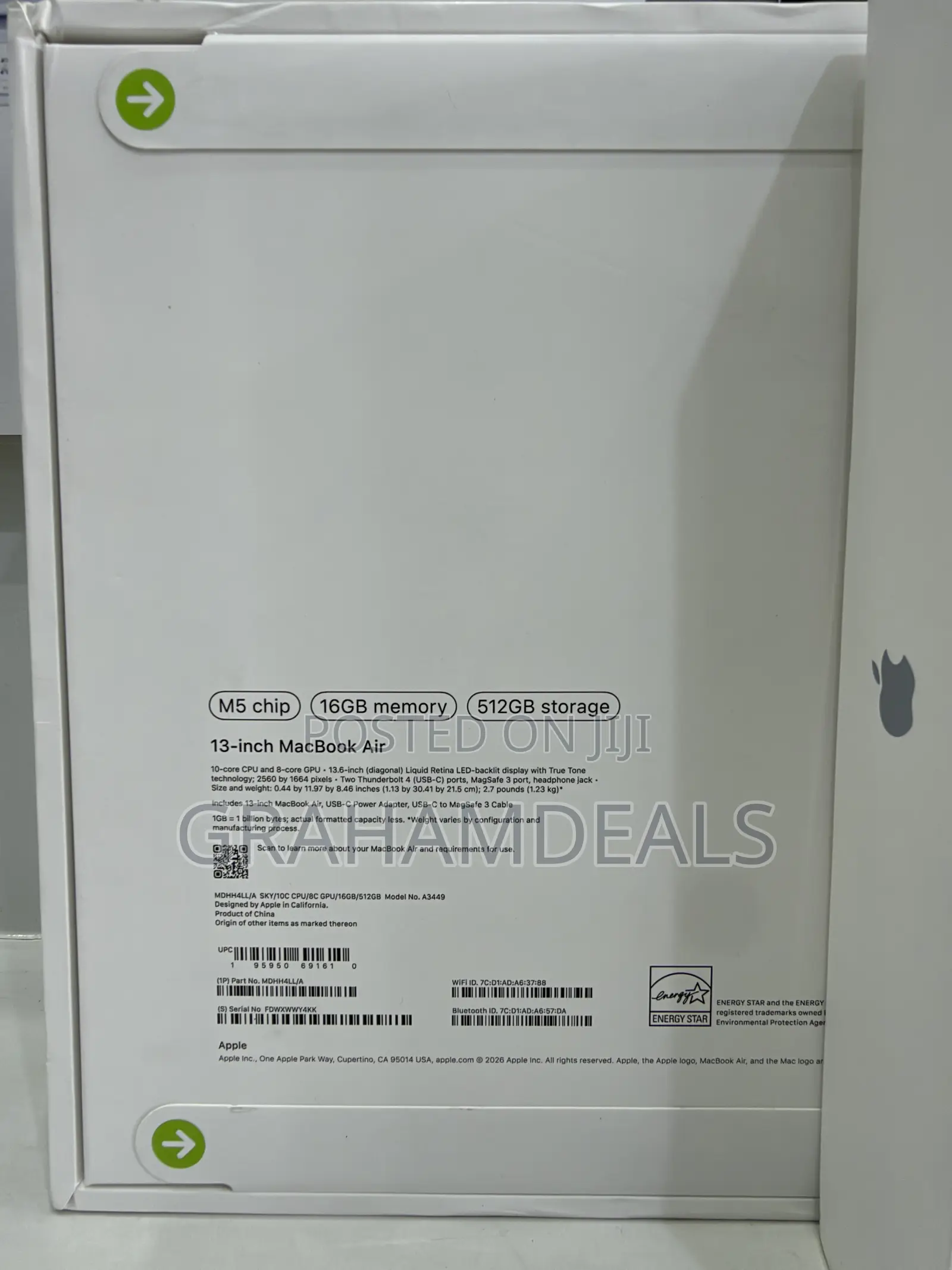 New Laptop Apple MacBook Air 2026 M5 16GB Apple M5 SSD 512GB