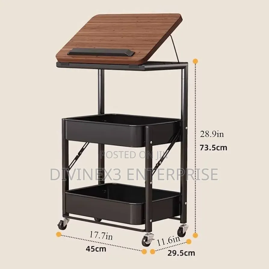 Adjustable 2-Tier Rolling Storage Cart