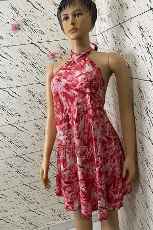 Vibrant Smoked Bodice Dress and Sleeveless Pink BareBack Halter Dress