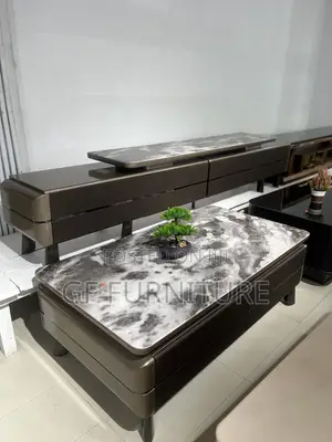 Modern Luxury TV Stand and Oval Coffee Table Set