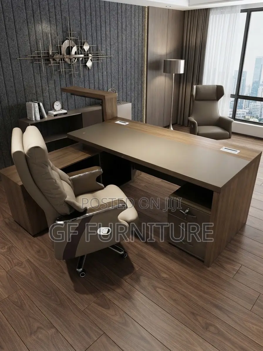 Executive Office Desk and Recliner Office Chair