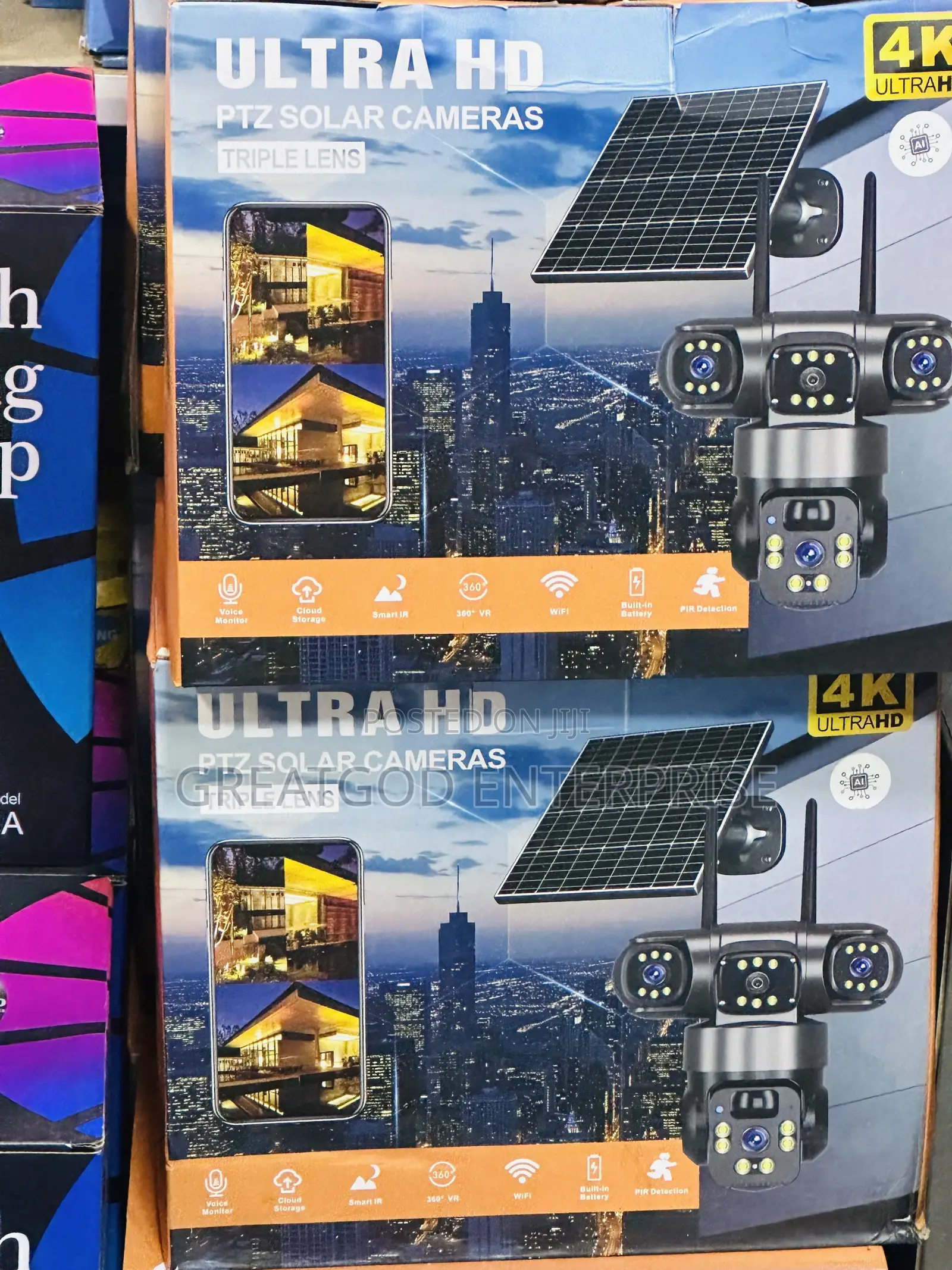 4K Triple-Lens PTZ Solar-Powered Security Camera