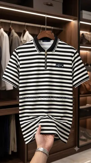 Men’s Striped Half-Zip Polo Shirt