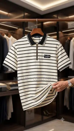 Men’s Striped Half-Zip Polo Shirt