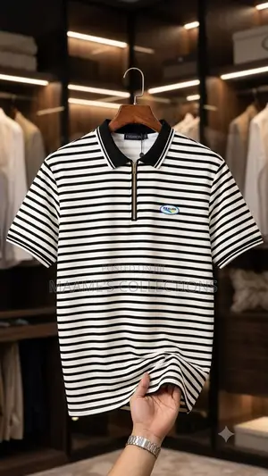 Men’s Striped Half-Zip Polo Shirt
