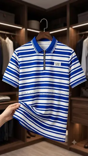 Men’s Striped Half-Zip Polo Shirt