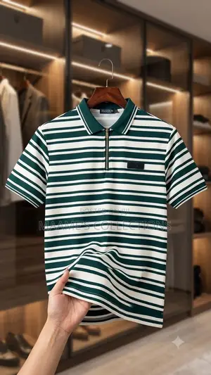Men’s Striped Half-Zip Polo Shirt