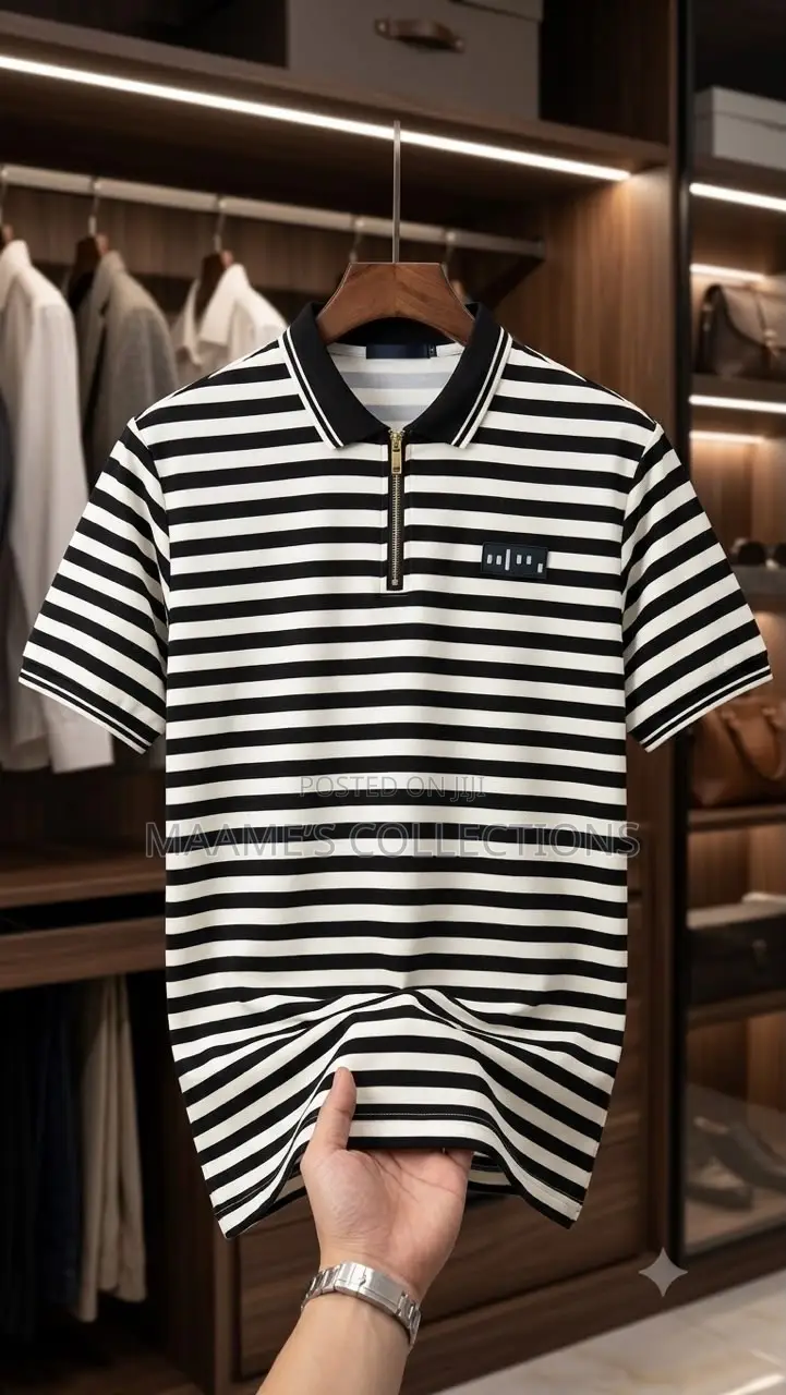Men’s Striped Half-Zip Polo Shirt