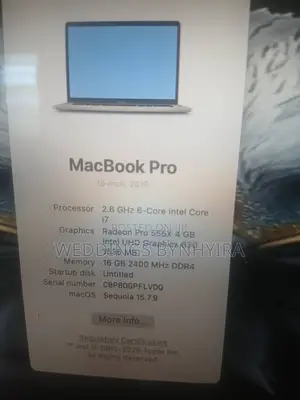 Laptop Apple MacBook Pro 2019 16GB Intel Core i7 SSD 16 GB