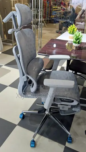 Ergonomic Mesh Office Chair With Headrest Footrest – Grey
