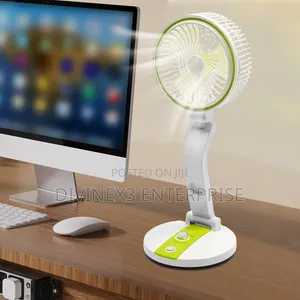 Rechargeable Foldable Desk Fan With LED Light