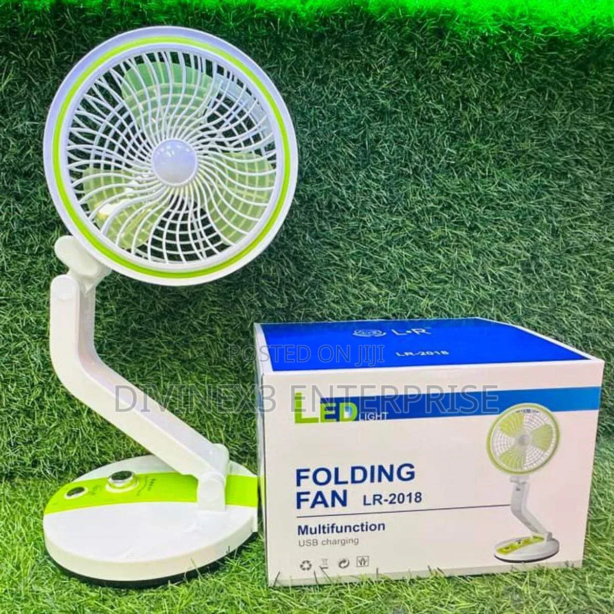 Rechargeable Foldable Desk Fan With LED Light
