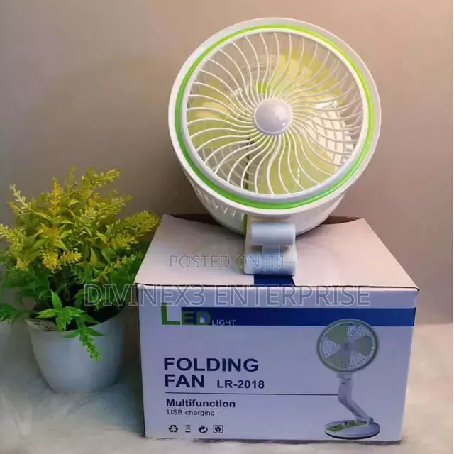 Rechargeable Foldable Desk Fan With LED Light