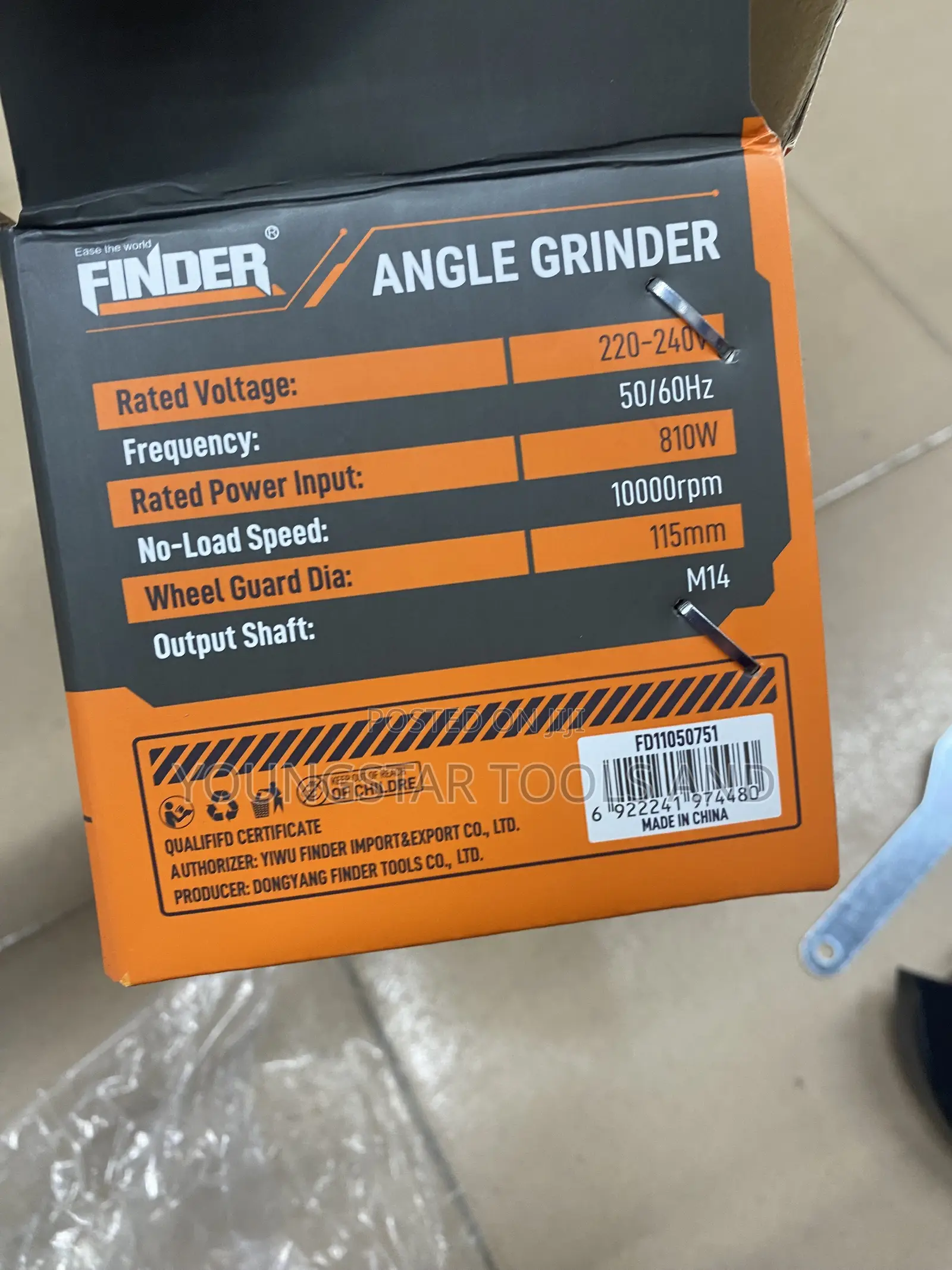 Finder Professional Angle Grinder 810W (115mm) – Brand New