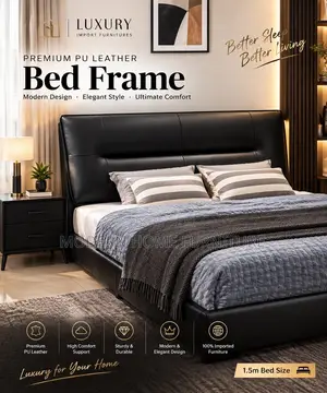 Luxury Black PU Leather Bed | 1.5m | Imported