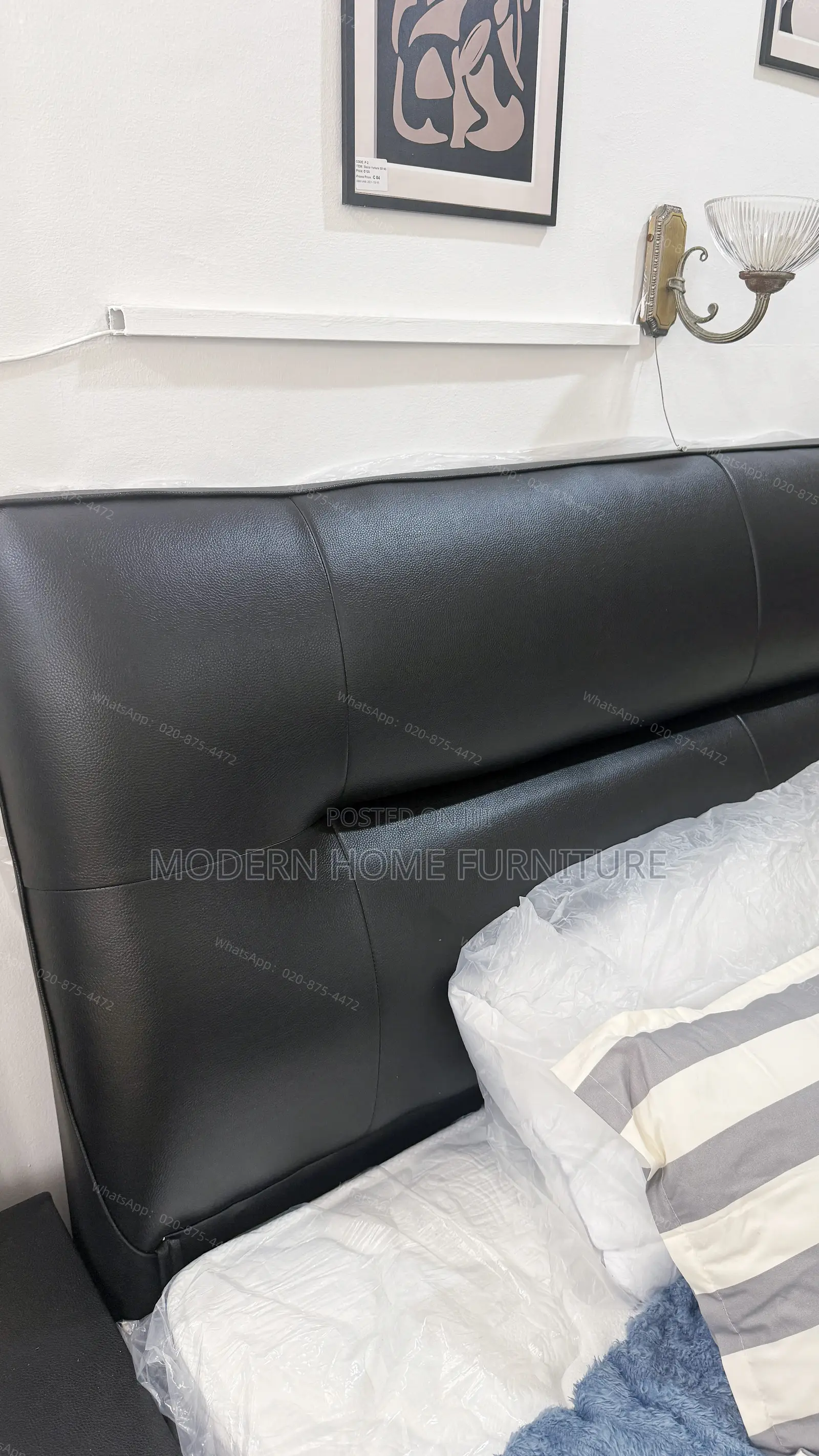 Luxury Black PU Leather Bed | 1.5m | Imported