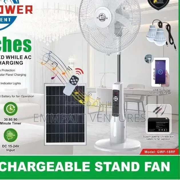 18" Ice Power Rechargeable Fan