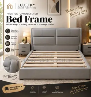 Luxury Grey PU Leather Bed | Imported | Modern Comfortable