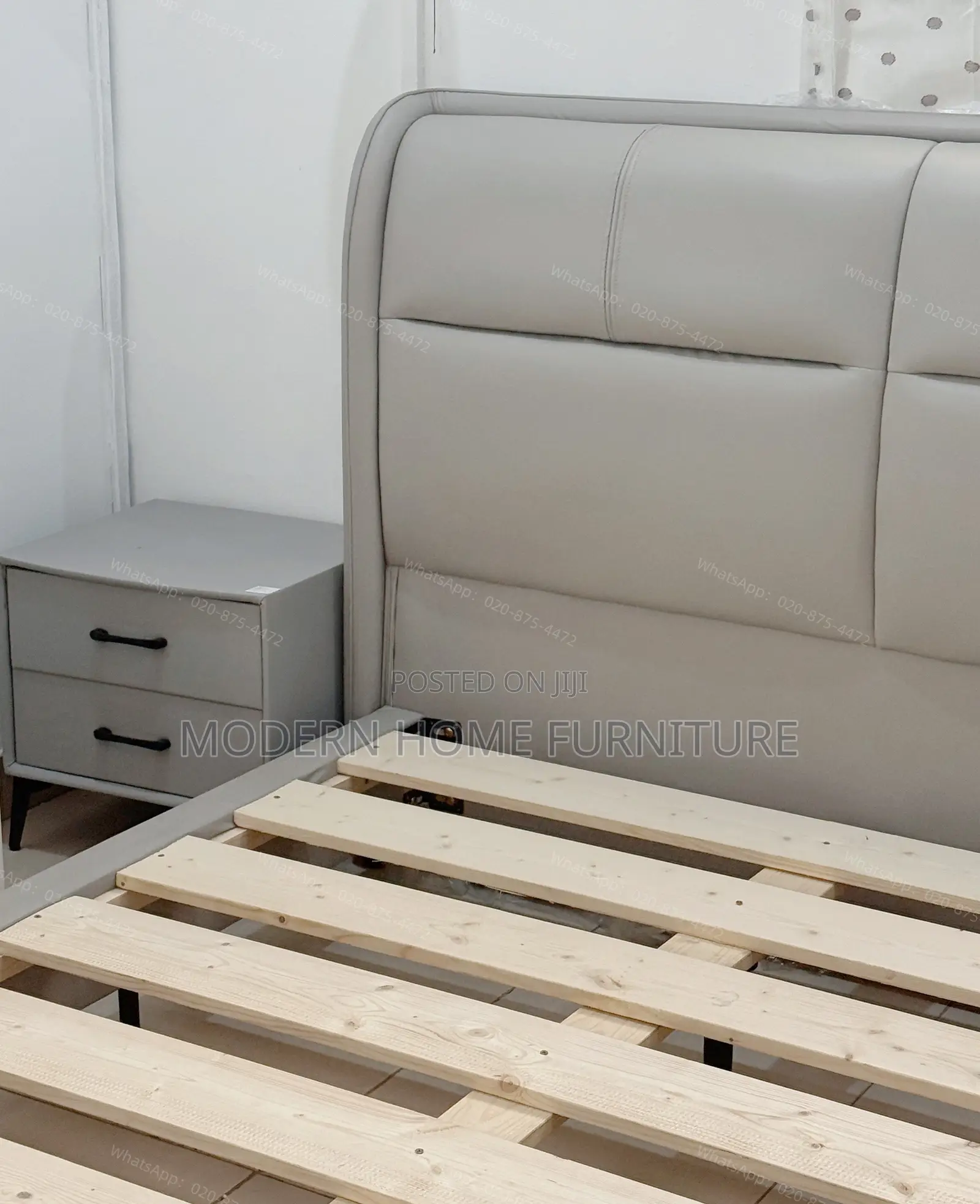 Luxury Grey PU Leather Bed | Imported | Modern Comfortable