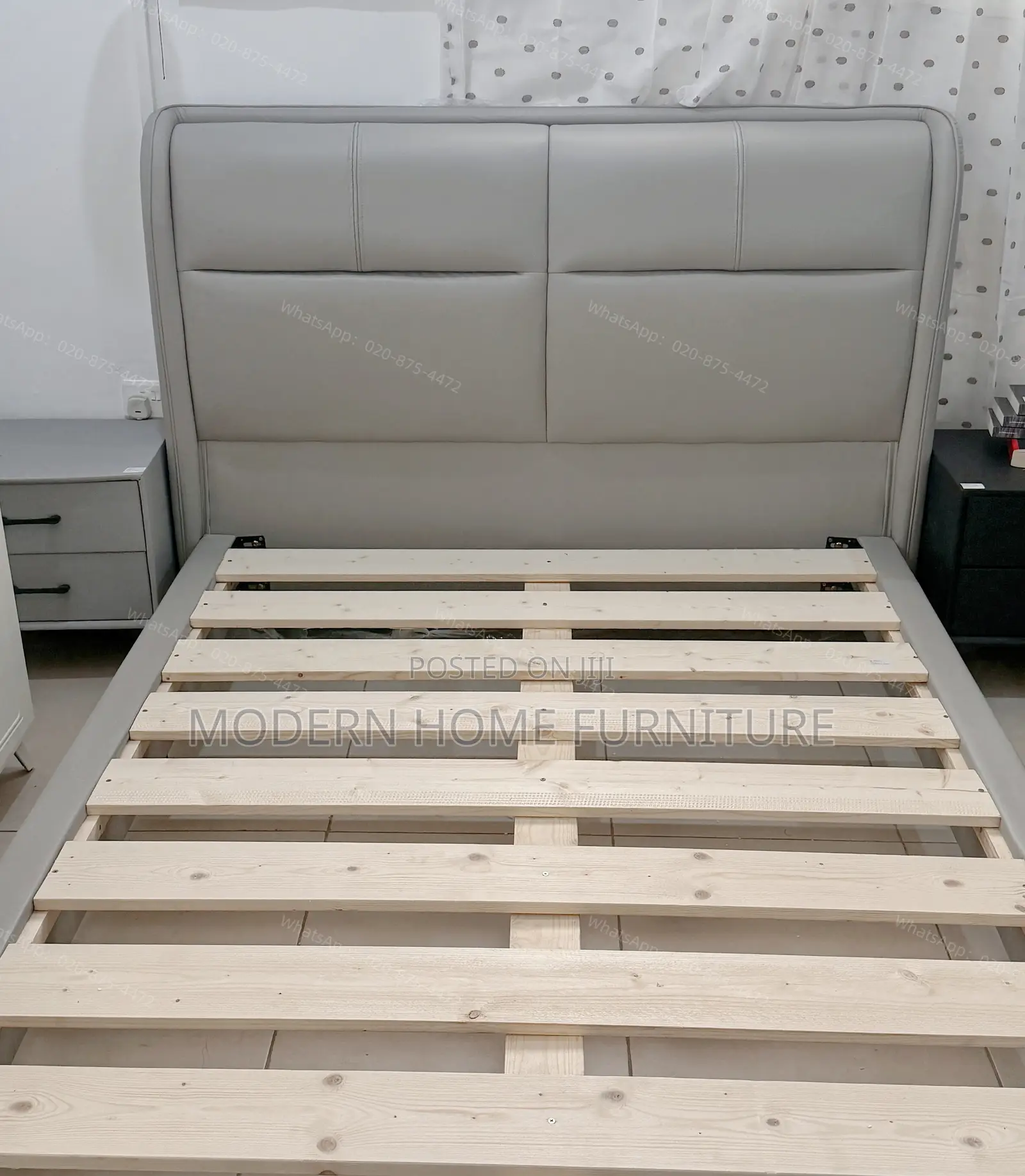 Luxury Grey PU Leather Bed | Imported | Modern Comfortable