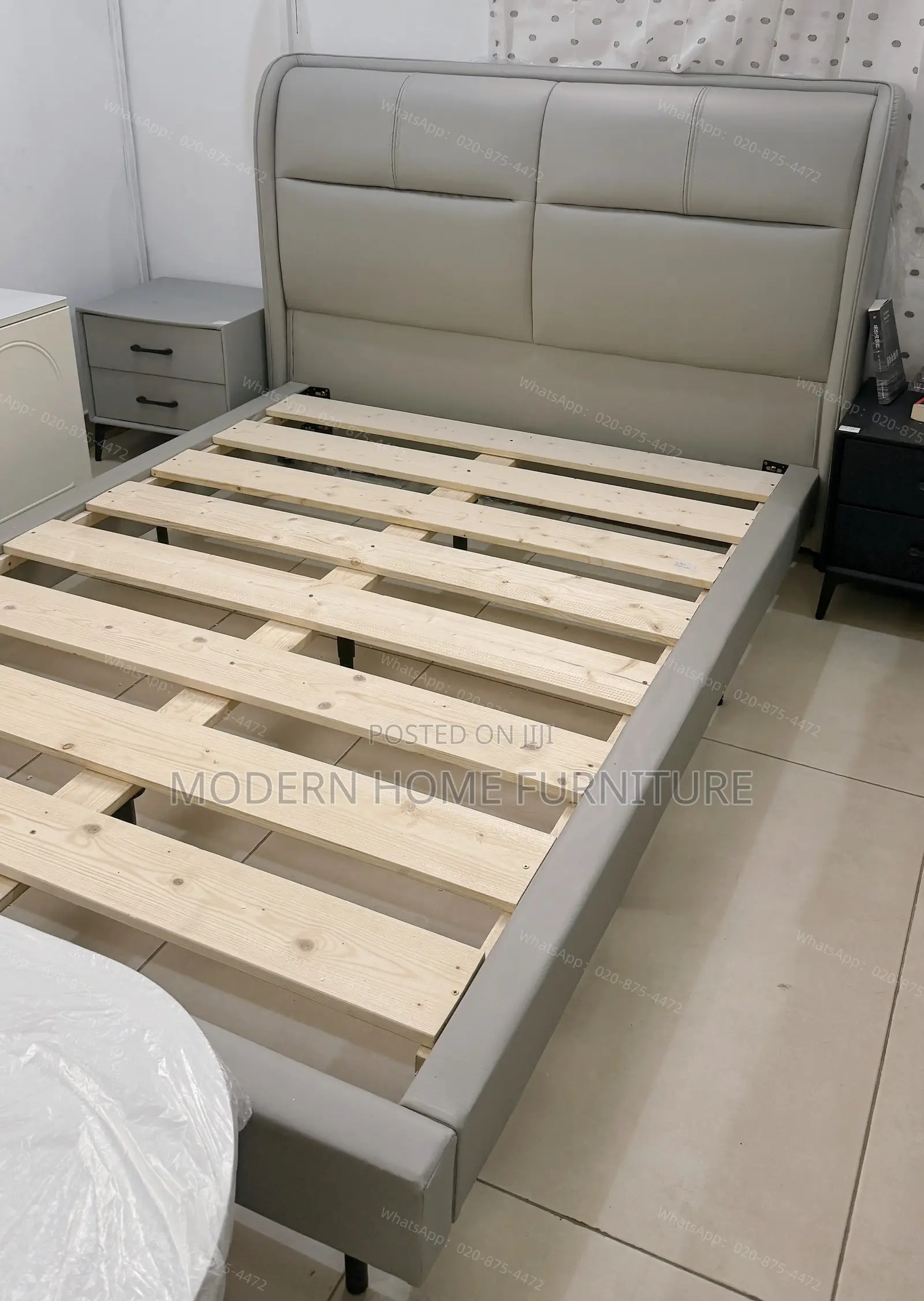 Luxury Grey PU Leather Bed | Imported | Modern Comfortable
