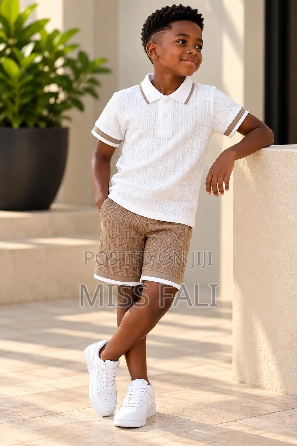 Luxe Textured Polo Set. 9-10Years