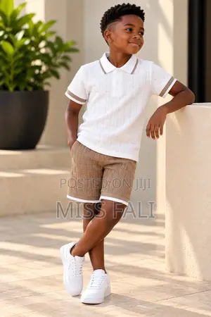 Luxe Textured Polo Set. 9-10Years