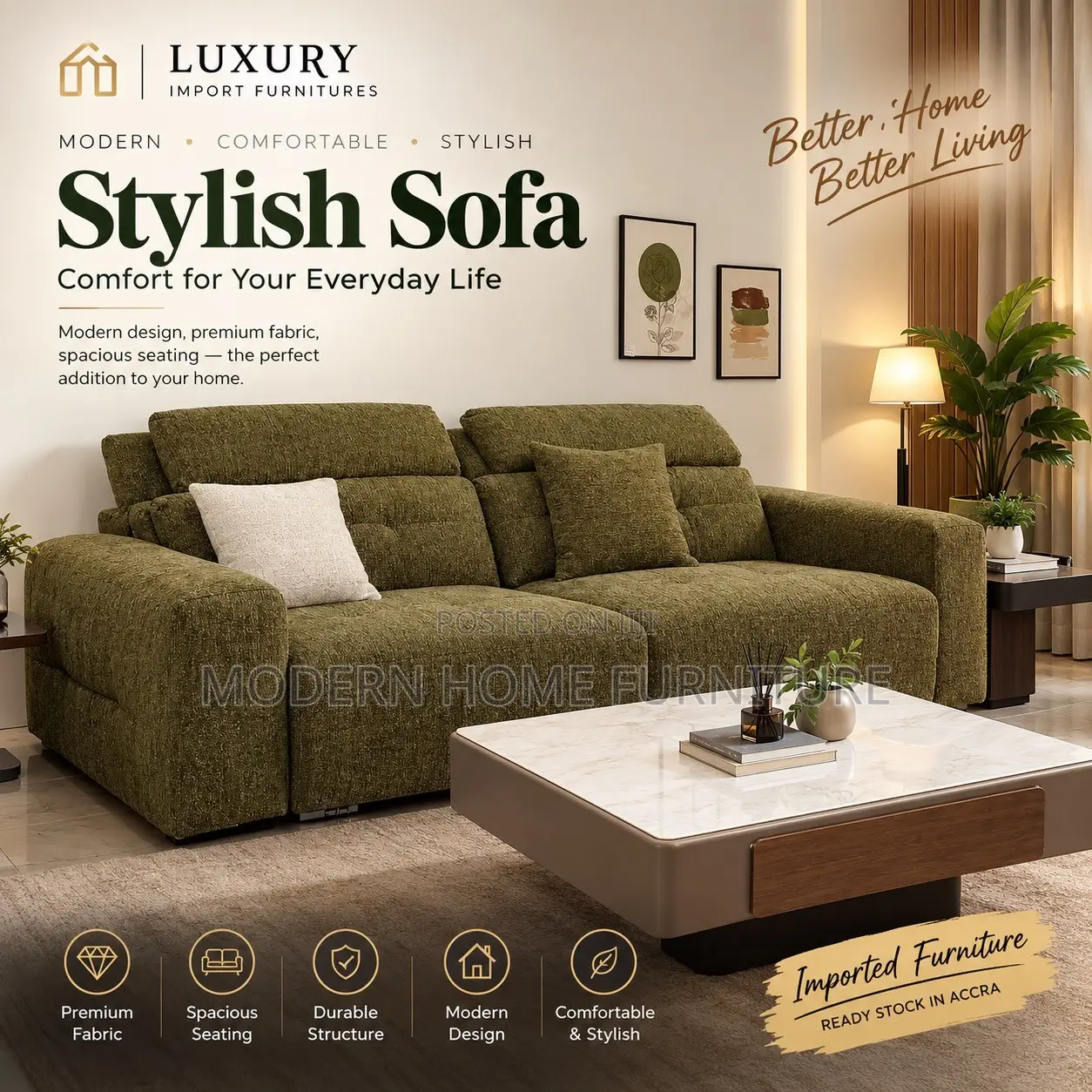 Premium Imported Sofa | Luxury Comfort Modern Design | Ready Stock