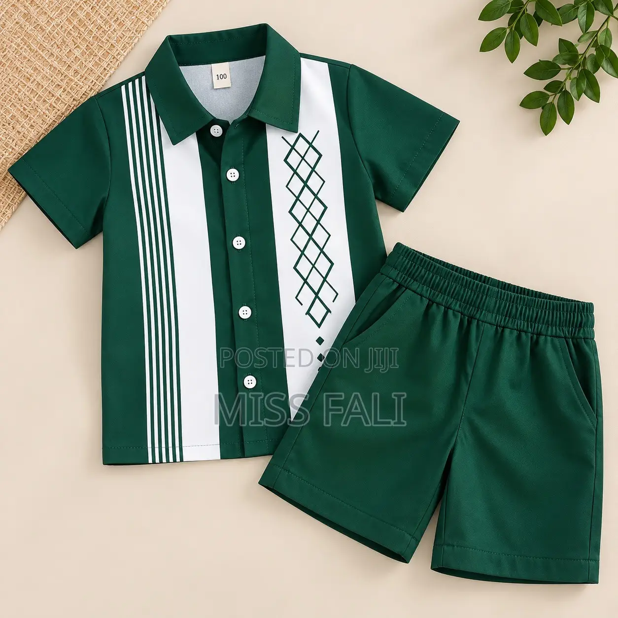Emerald Stripe 2-Piece Set. 3-4Years