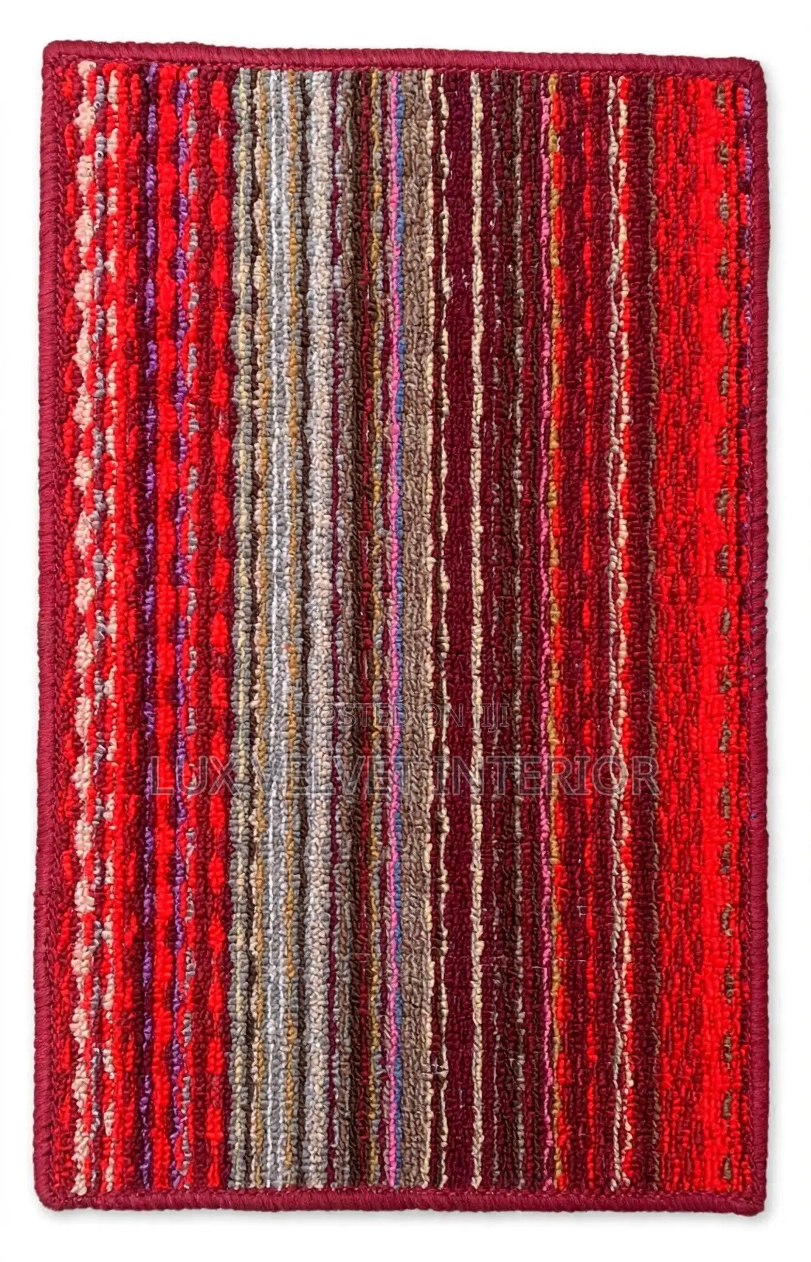 Quality Thick Striped Door Mat - Red Multicolor