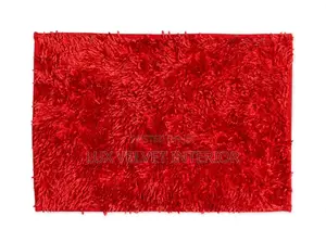 Thick Red Fluffy Shaggy Door Mat - Soft Washable Bedroom Mat