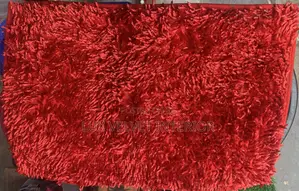Thick Red Fluffy Shaggy Door Mat - Soft Washable Bedroom Mat