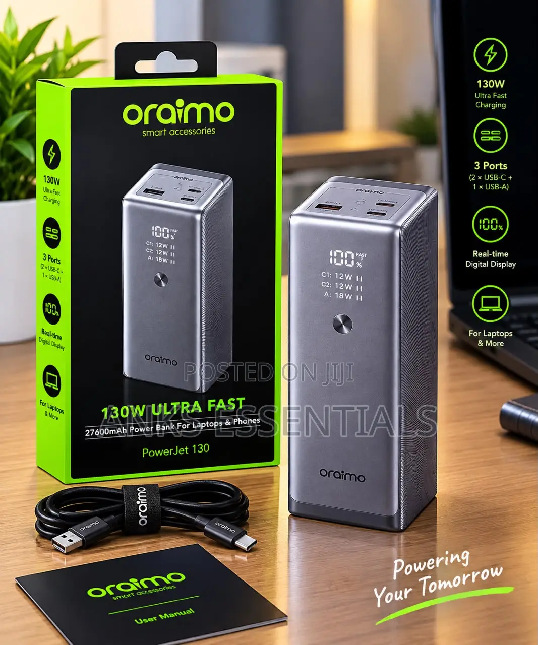 Oraimo PowerJet 130 27600mAh 130W Fast Charging Power Bank