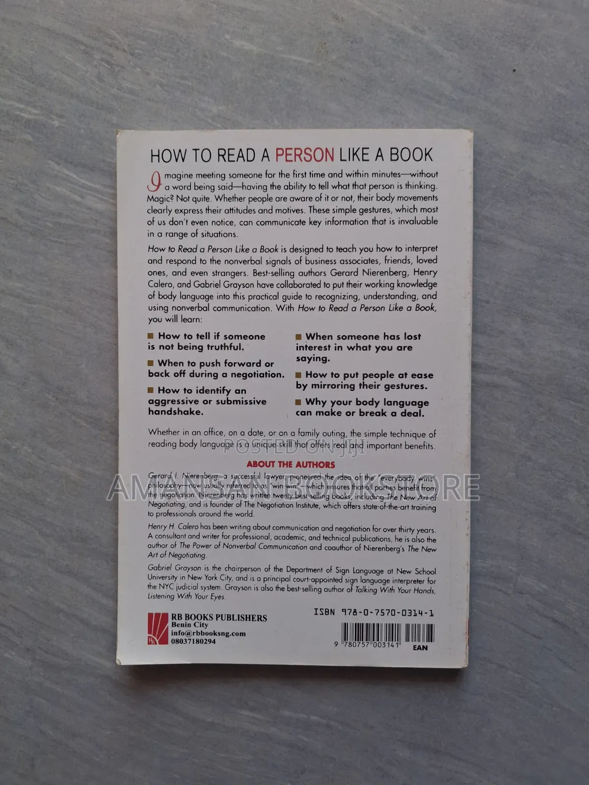 How to Read a Person Like a Book by Nierenberg Et Al