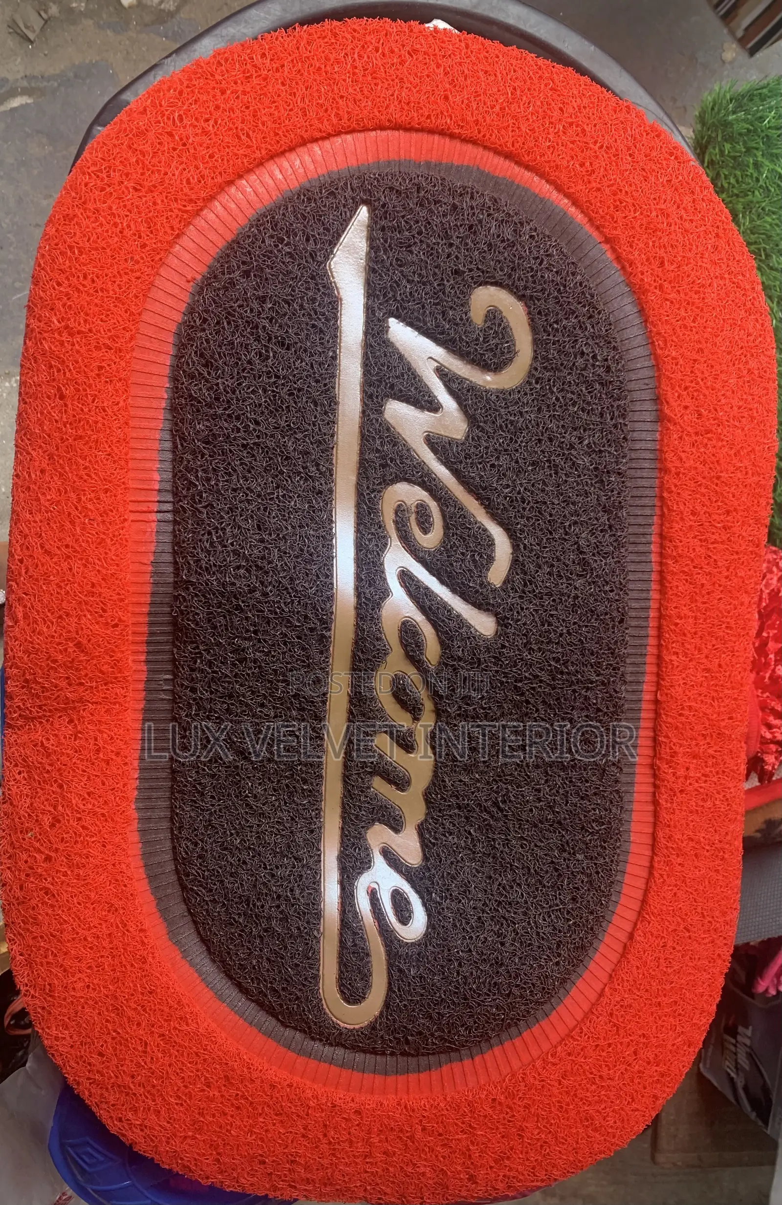 Red Black Welcome Oval Door Mat - Durable Entrance Mat