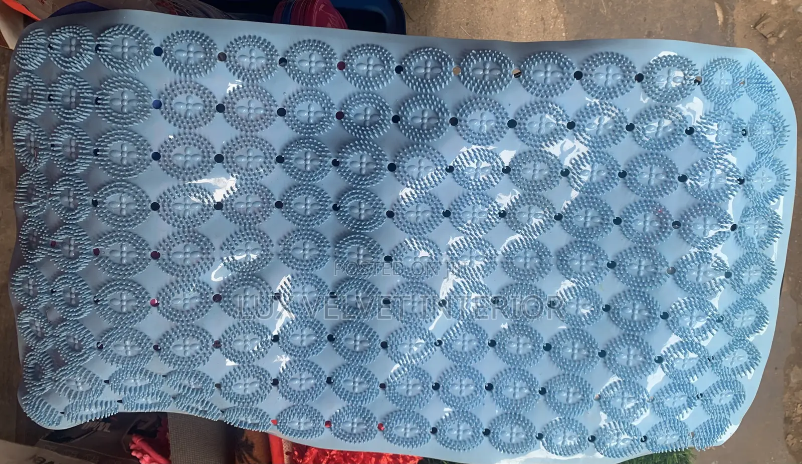 Blue Anti-Slip Rubber Bathroom Mat - Non Slip Shower Mat With Suction
