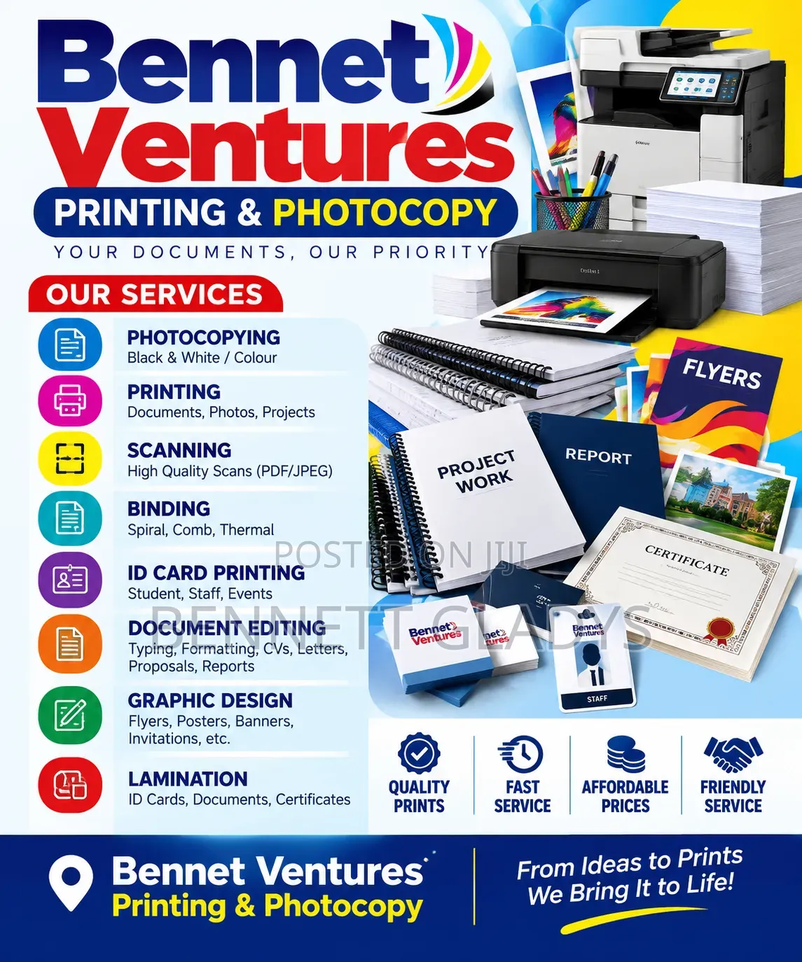 Printing Services, Calendar Project Work