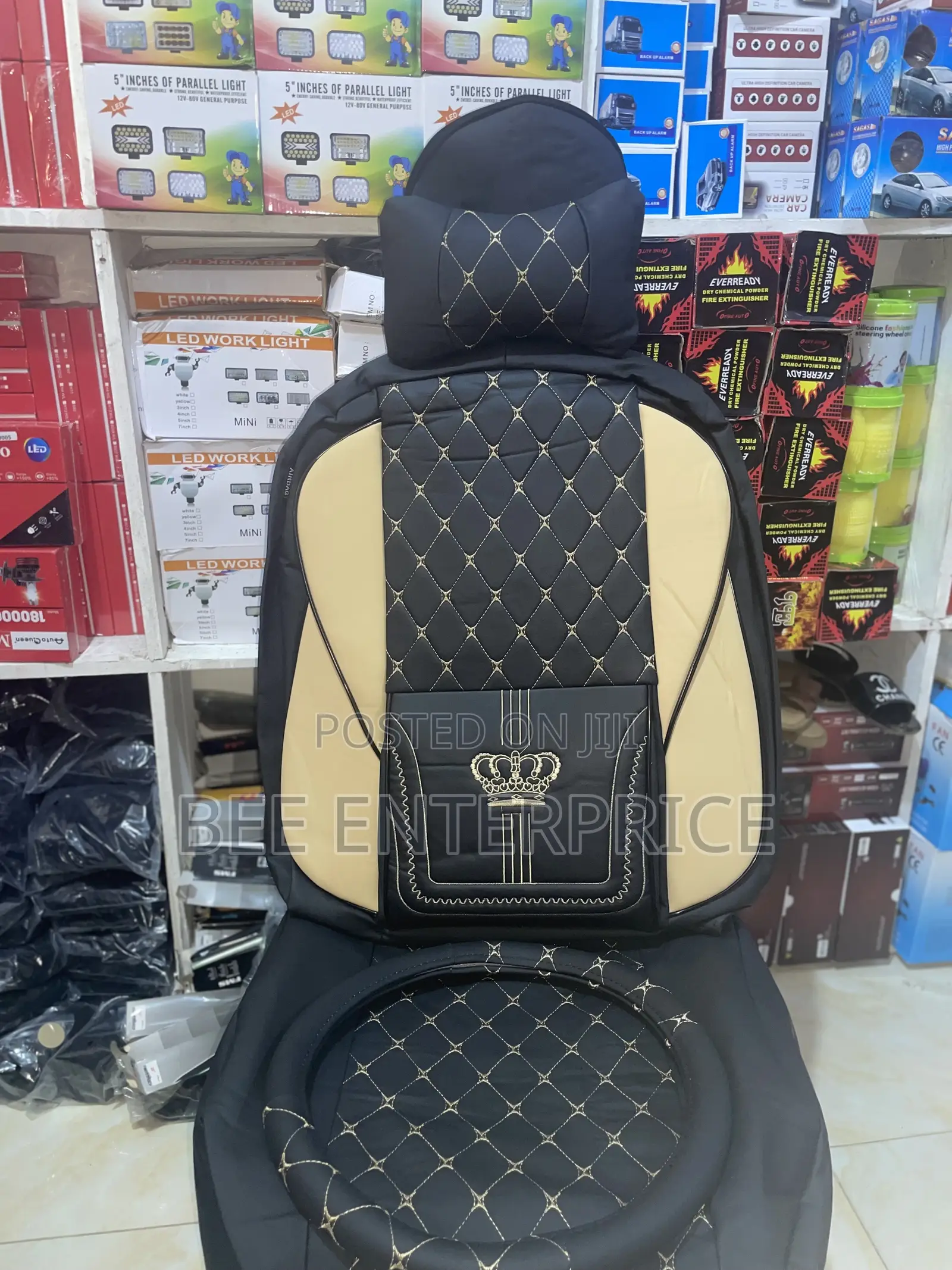 Royal Crown Beige and Black Seat Cover