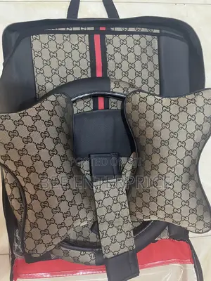 G Pattern Beige and Black Seat Cover+ Pillows +Steering Coat