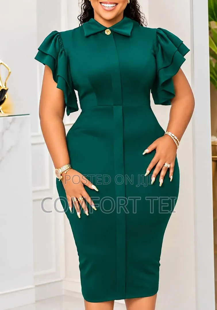 Ladies Shirt Style Midi Dress