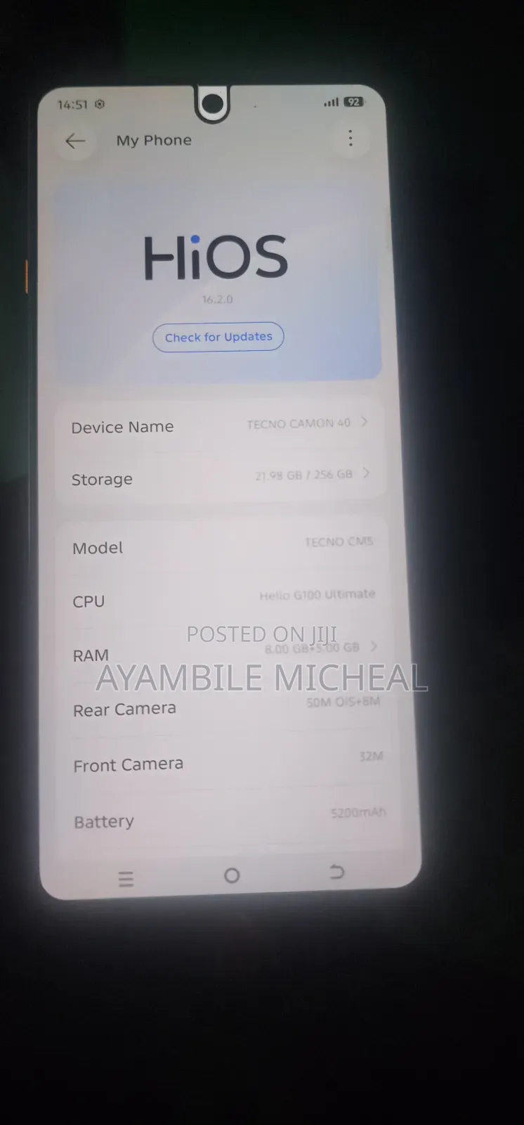 Tecno Camon 40 256 GB Gray