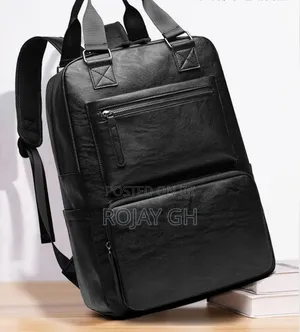 Luxury Men's Backpacks PU Leather Business Man Bag - BLACK