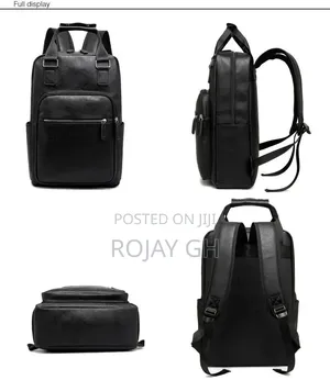 Luxury Men's Backpacks PU Leather Business Man Bag - BLACK
