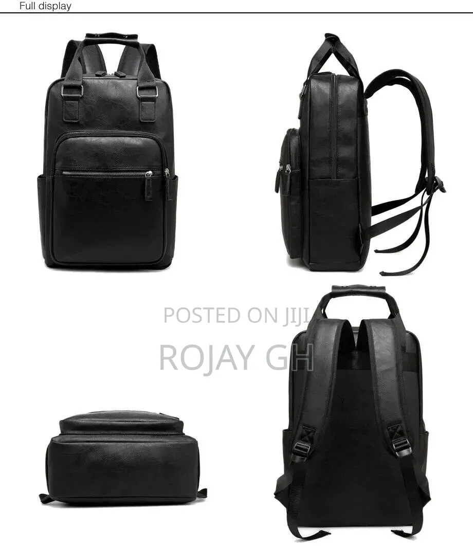 Luxury Men's Backpacks PU Leather Business Man Bag - BLACK