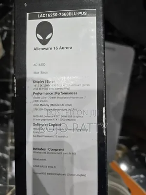 New Laptop Alienware 16 Aurora 32GB Nvidia HDD+SSD 1T