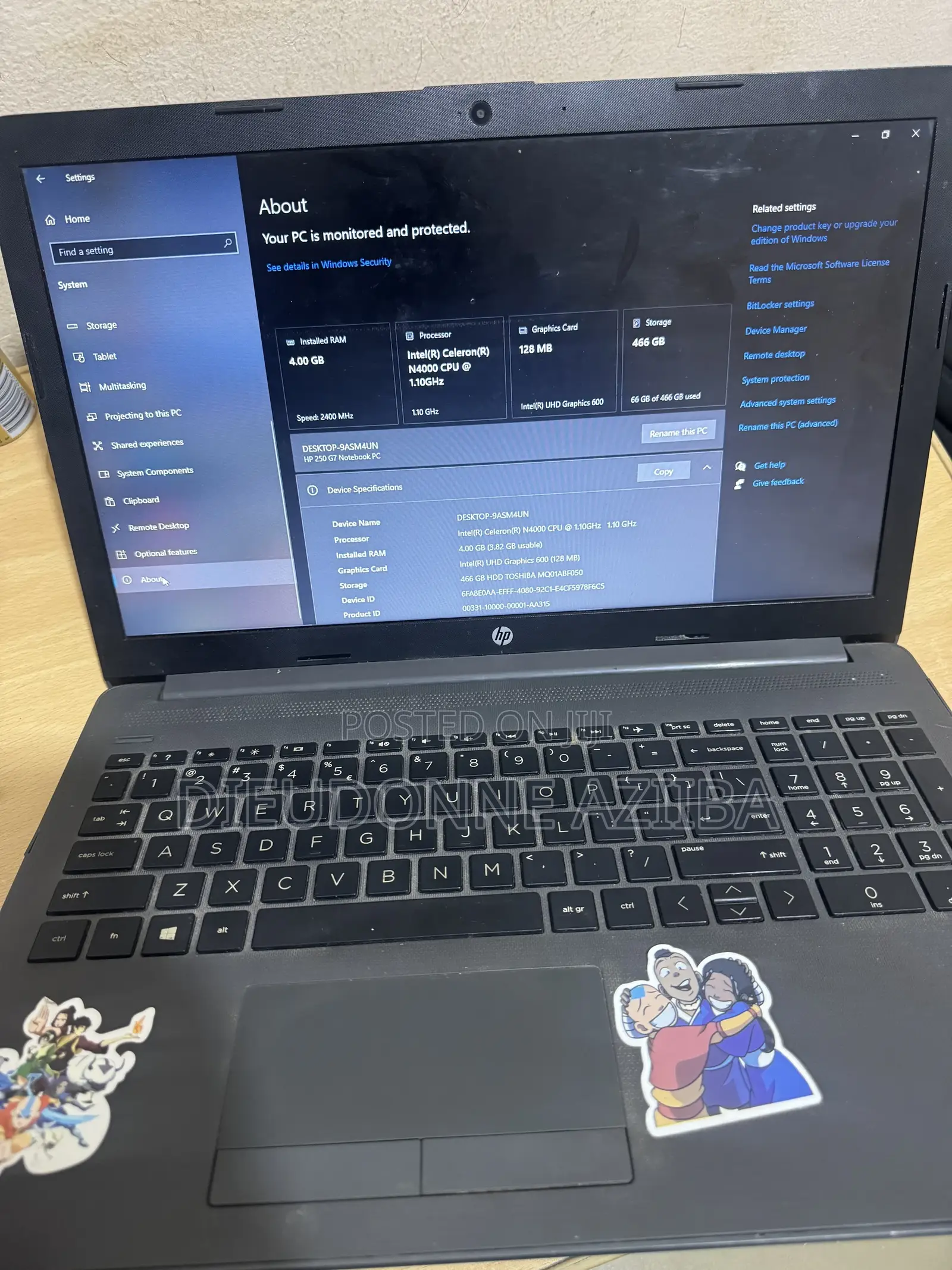 Laptop HP 250 G7 4GB Intel Celeron HDD 500GB