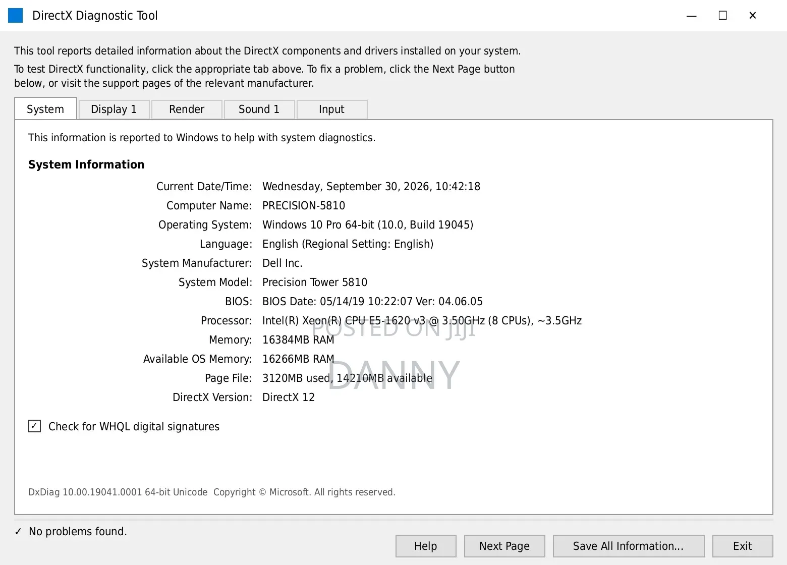 Desktop Computer Dell Precision 5810 16GB Intel Xeon HDD 1T